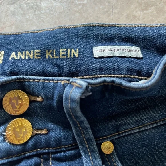 Anne Klein High Rise Slim Straight Jeans - Picture 3 of 6